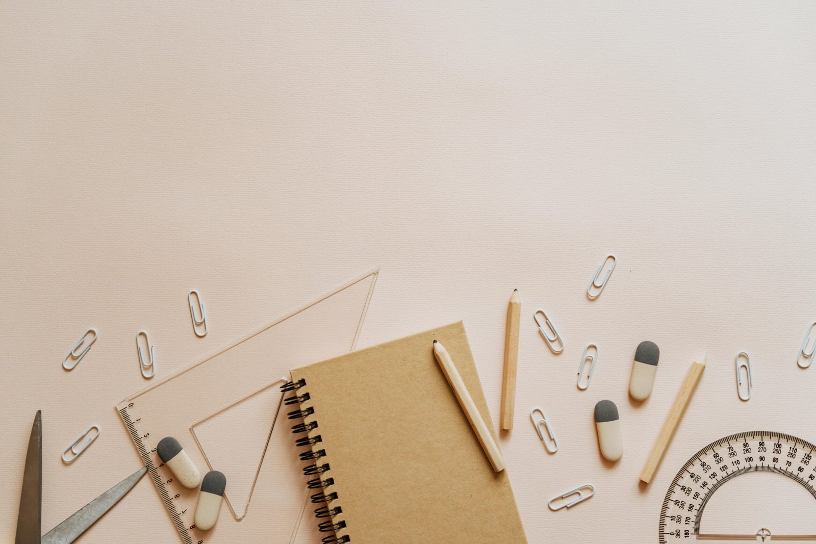 Top view of school supplies with ample copy space, perfect for educational themes.